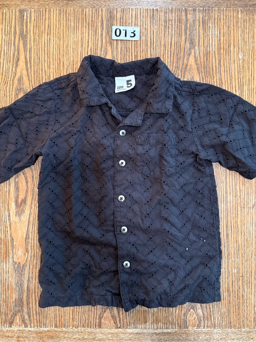 Cotton On Black Eyelet Button Front Kids Shirt